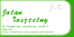 jolan kosztelny business card